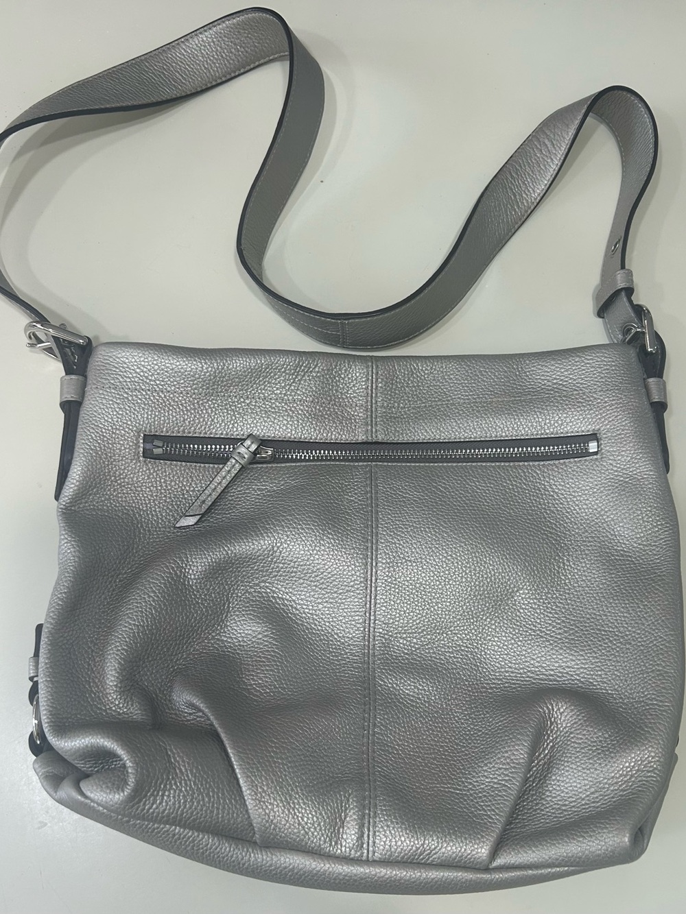 COACH Silver Metallic Leather Tote Bag
